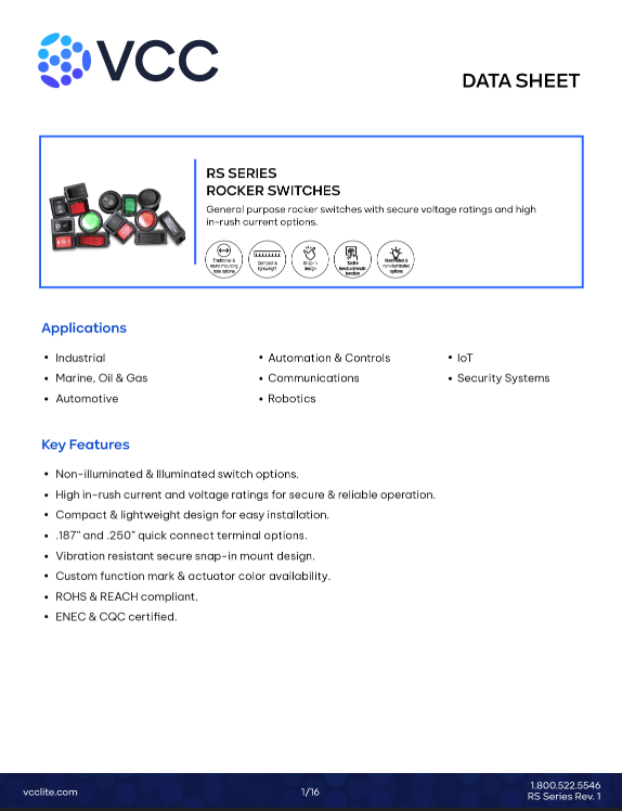 Rocker Switches datasheet